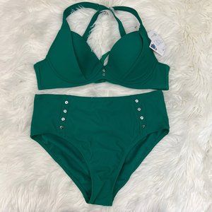Time and Tru  Swimsuit Bikini Green Large 12-14